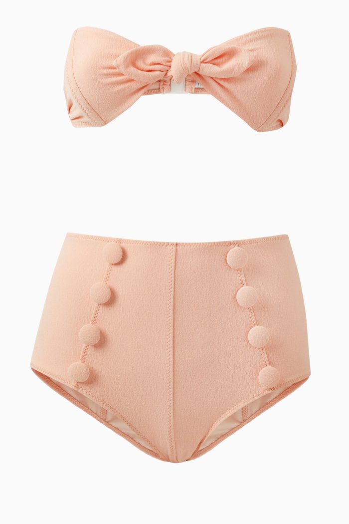 

Poppy High-waist Bikini Set in Stretch-crepe, Pink