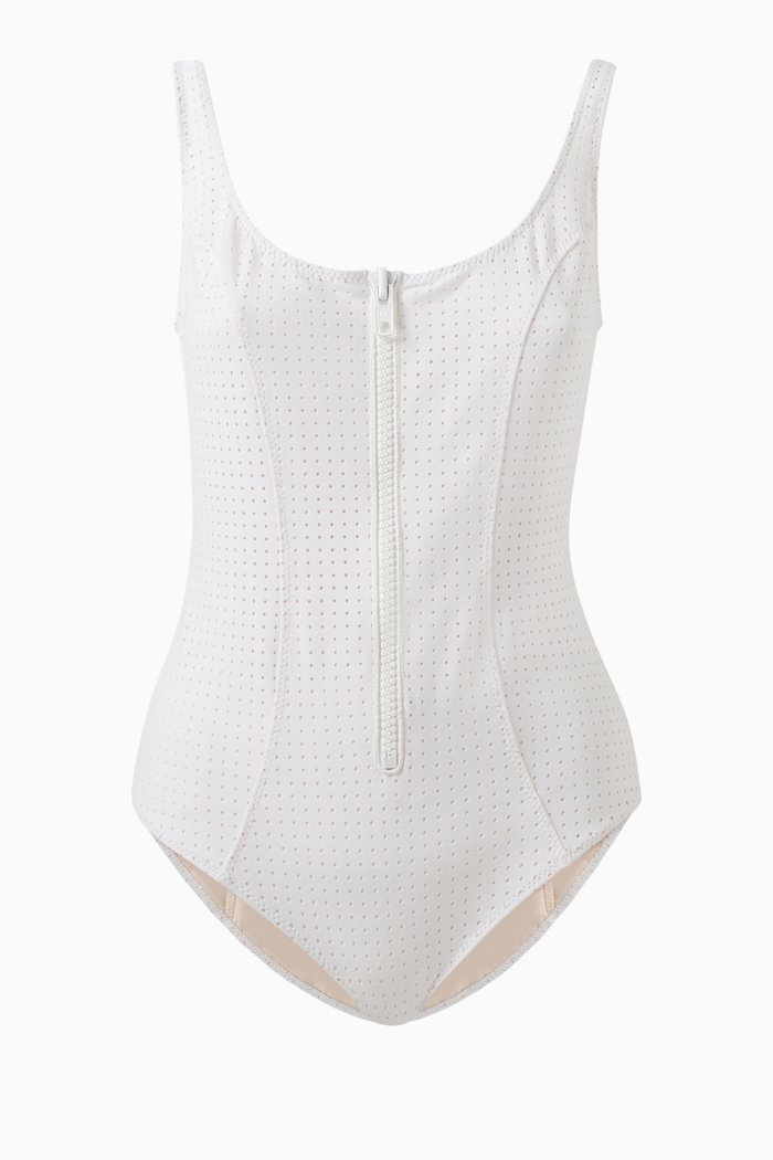 The Jasmine Perforated One-piece Swimsuit, Multicolour