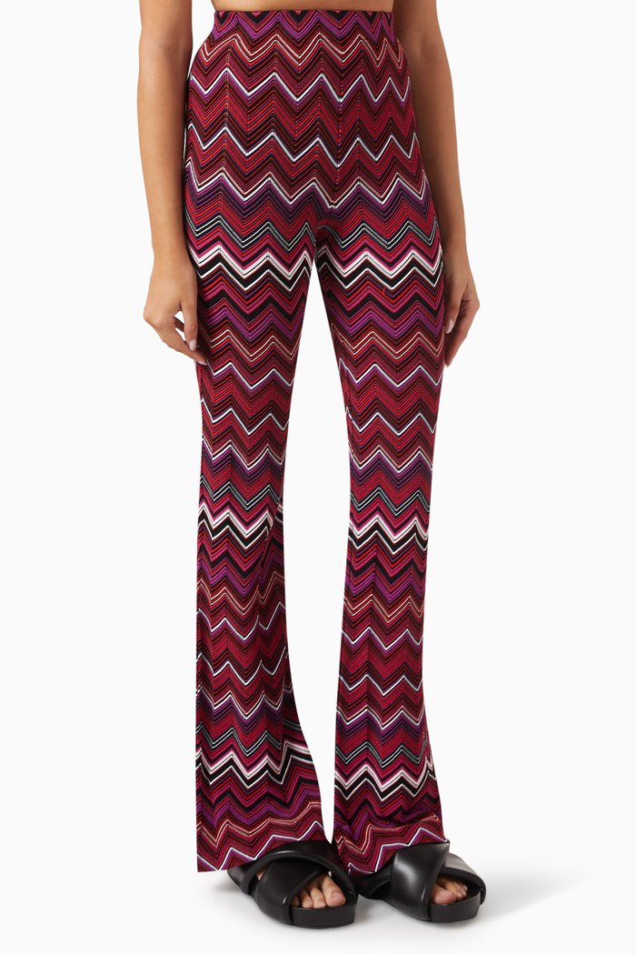 

Sequin Zigzag Pants in Viscose-knit, Red