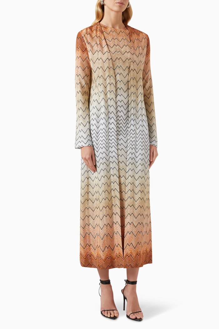 

Zig-zag Maxi Cardigan in Degradé Lamé, Orange