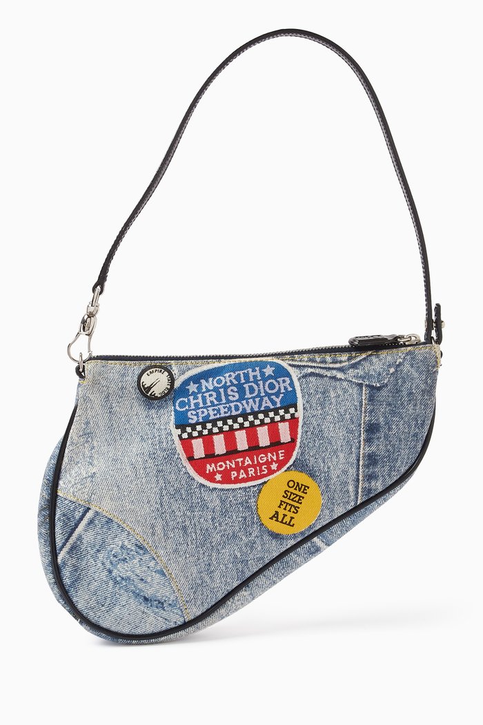 

Mini Saddle Bag in Diorella Denim, Multicolour