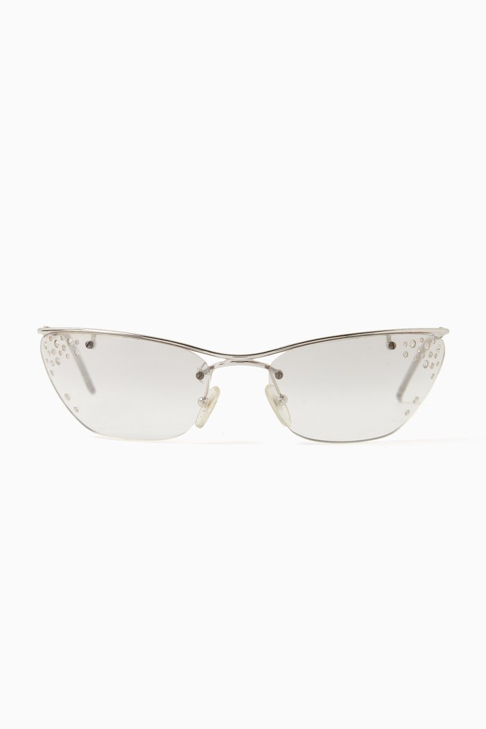 

Diamante Cat-eye Sunglasses in Metal, Silver