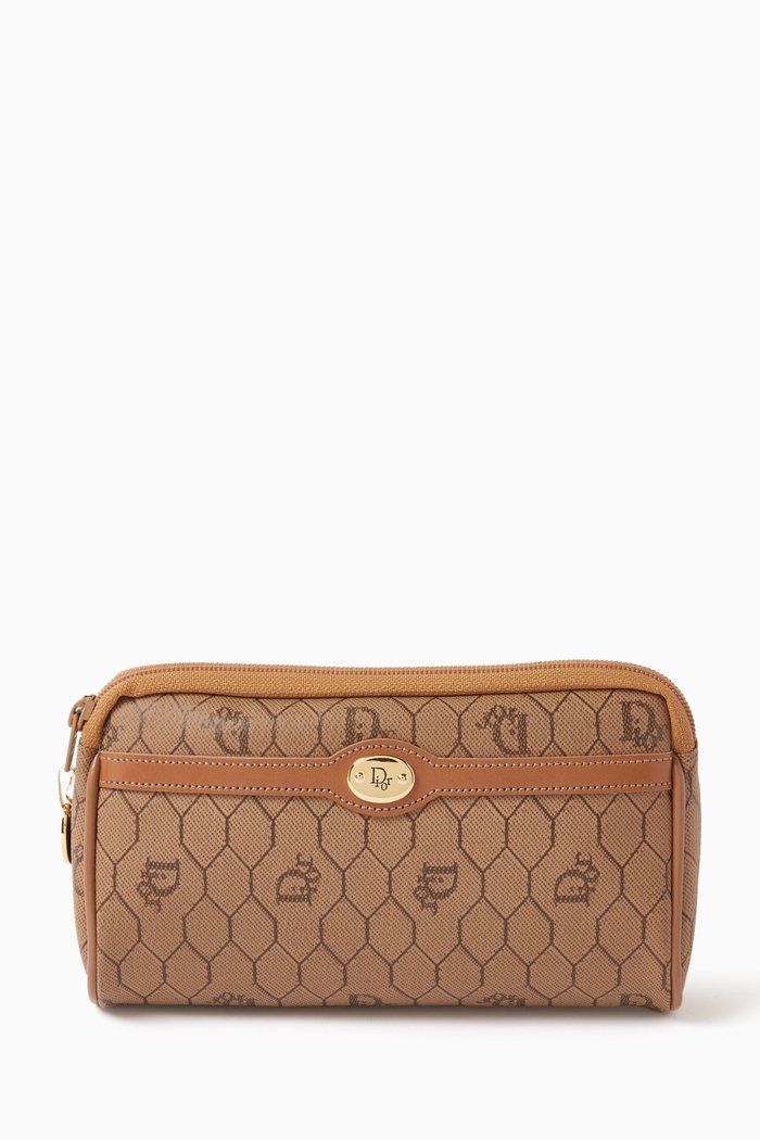 

90s Clutch Bag in Monogram Leather, Brown