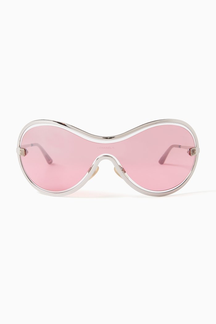 

Gradient Visor Sunglasses in Metal, Pink