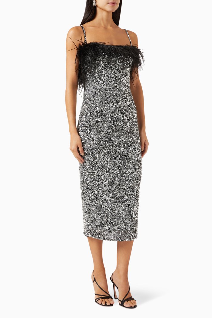 

Cami Midi Dress in Sequin-beaded Tulle, Silver