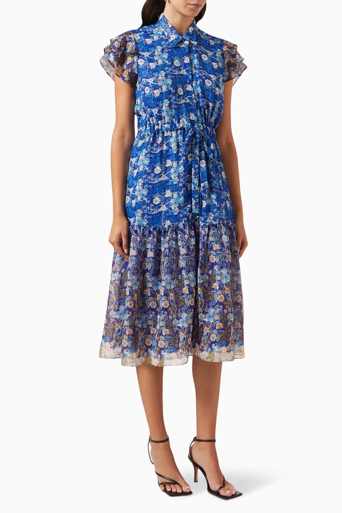 Viola Dress in Chiffon, Blue