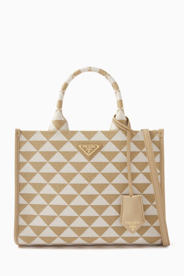 

Small Symbole Tote Bag in Jacquard, Neutral