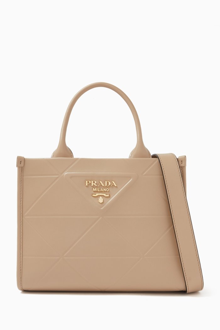 

Mini Symbole Tote Bag in Leather, Neutral