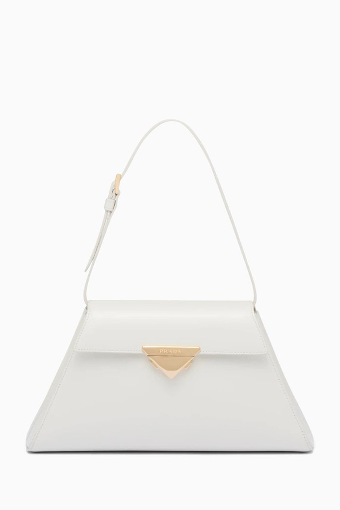 

Medium Handbag in Brushed Leather, White