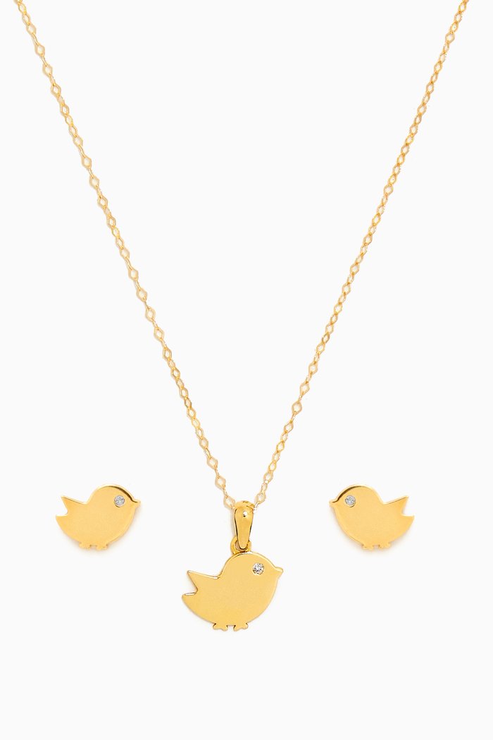 

Bird Diamond Earrings & Necklace Set in 18kt Gold