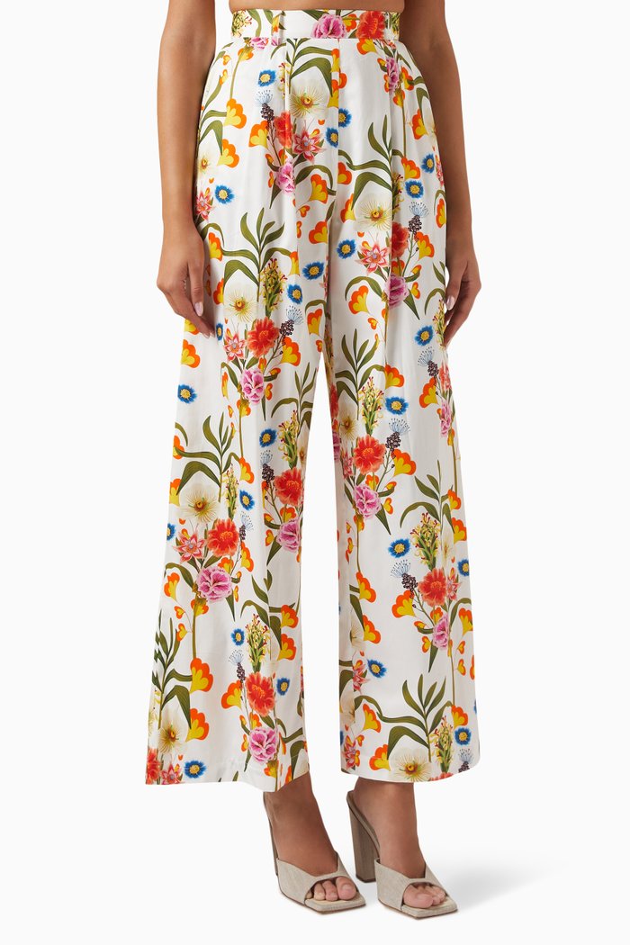 

Melia Floral-print Wide-leg Pants in Cotton, Multicolour