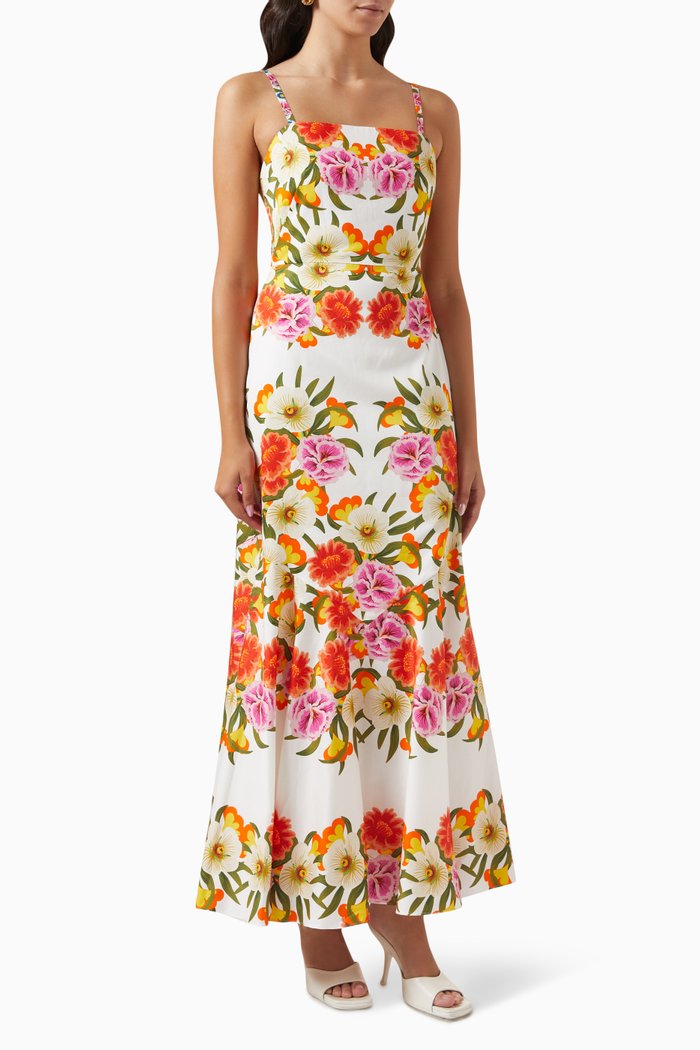 Jalisa Floral-print Maxi Dress in Cotton, Multicolour