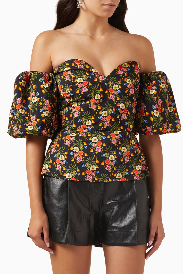 

Alma Floral-print Top in Cotton-blend Twill, Multicolour
