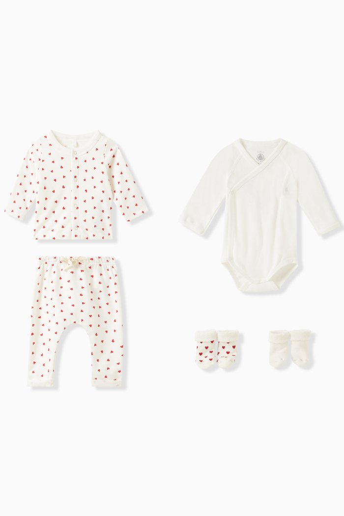 

Mini Hearts Gift Set in Organic Cotton, Set of 5, Multicolour