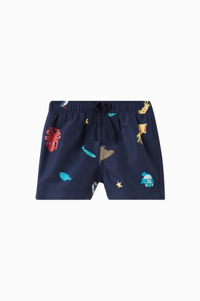 

Sea Animals-print Swim Shorts in Recycled Fabric, Multicolour