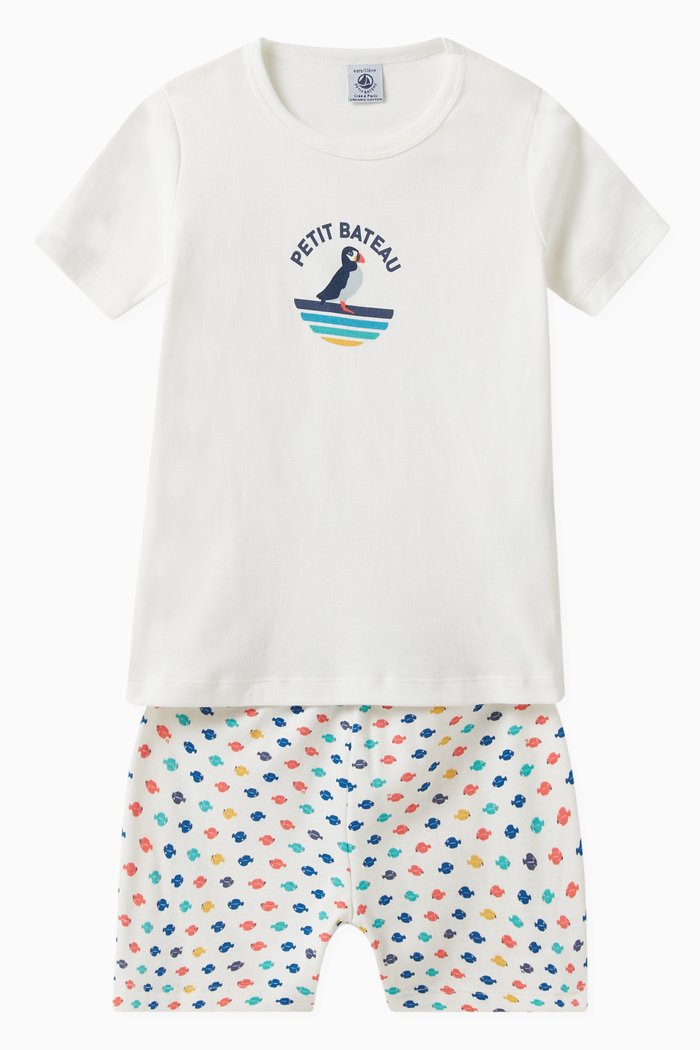 

Sea Animals-print Short Pyjama Set in Cotton-jersey, Multicolour