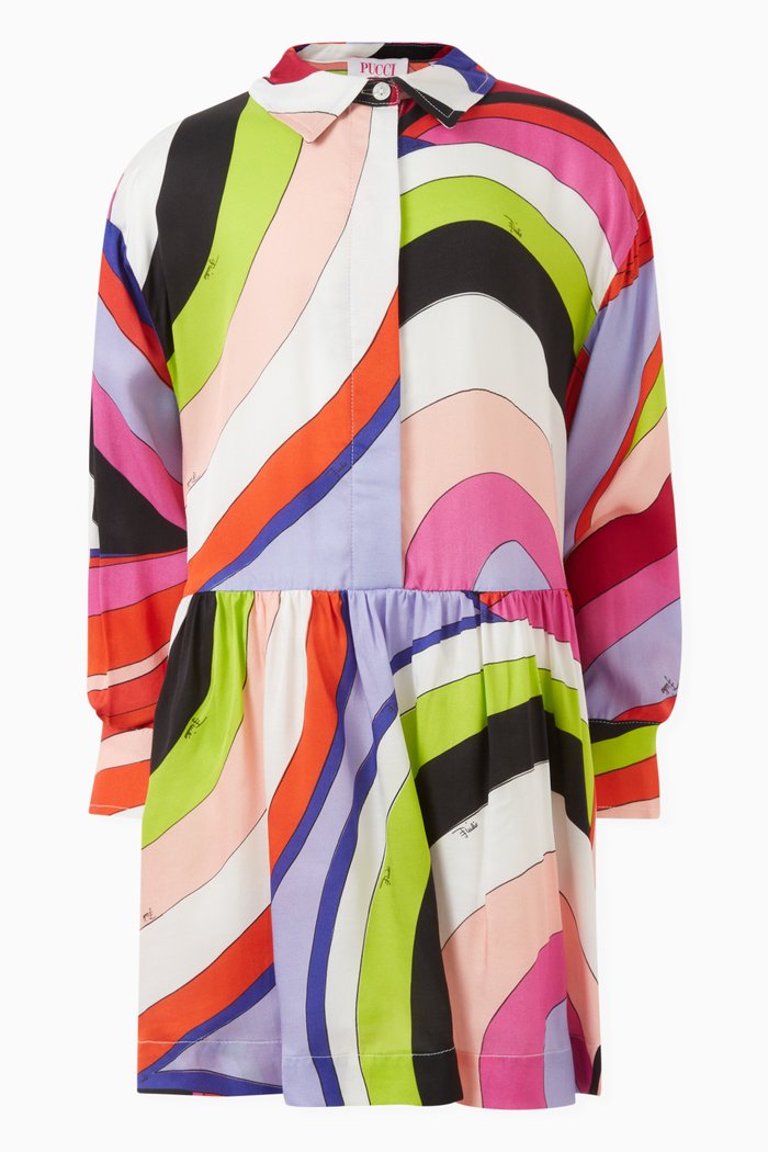 

Abstract Long Sleeved Dress in Viscose, Pink