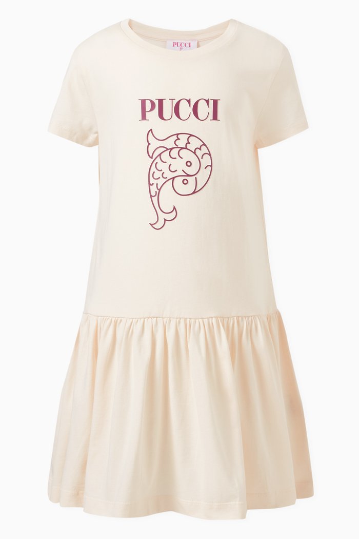 

Logo-print T-shirt Dress in Cotton, Neutral