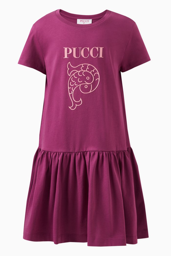 

Logo-print T-shirt Dress in Cotton, Purple