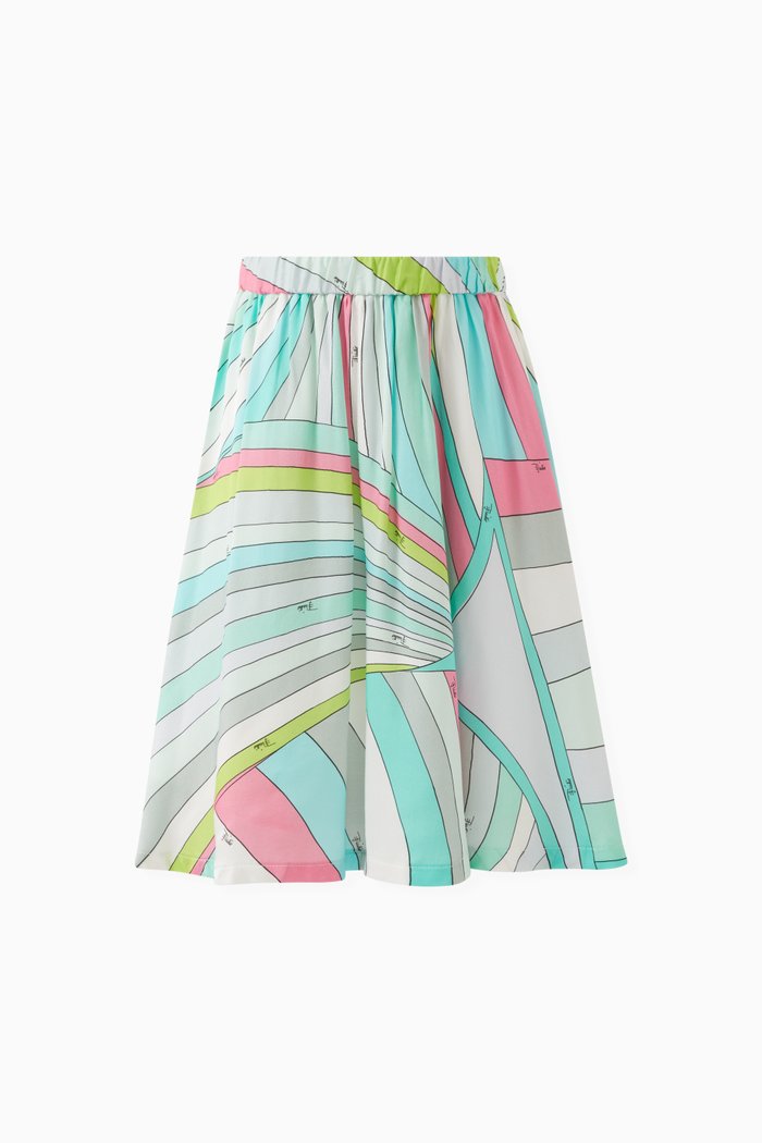

Abstract-print Maxi Skirt in Viscose, Blue