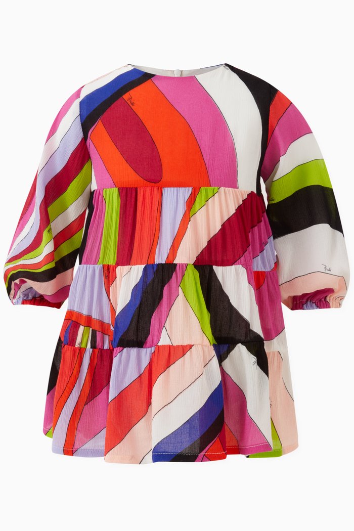

Abstract-print Tiered Dress, Multicolour