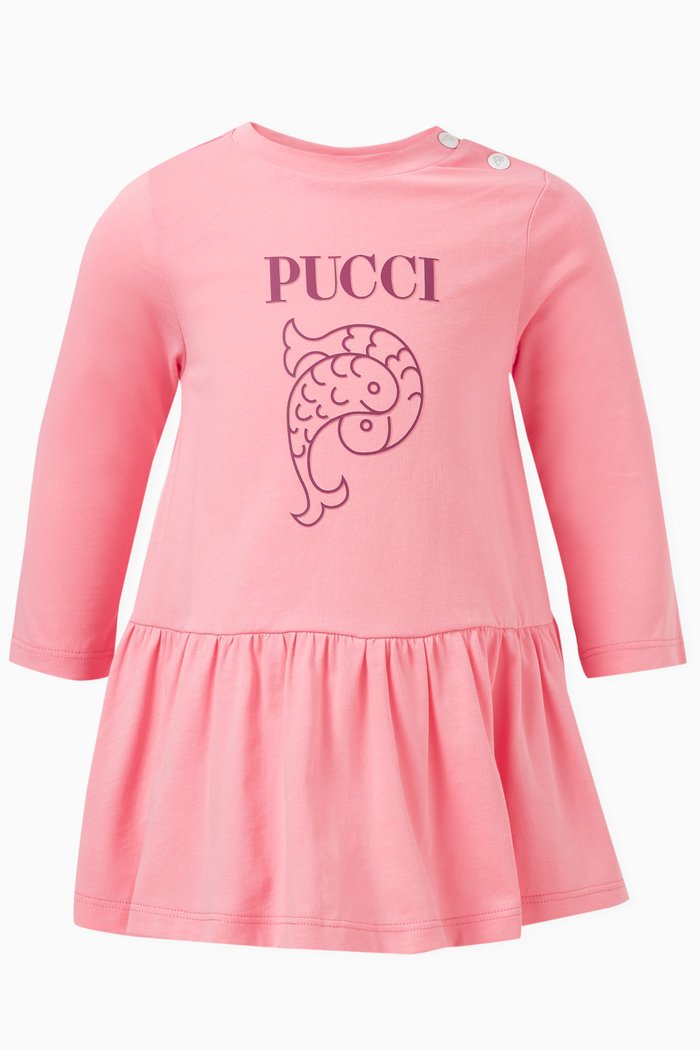 

Logo-print T-shirt Dress in Cotton, Pink