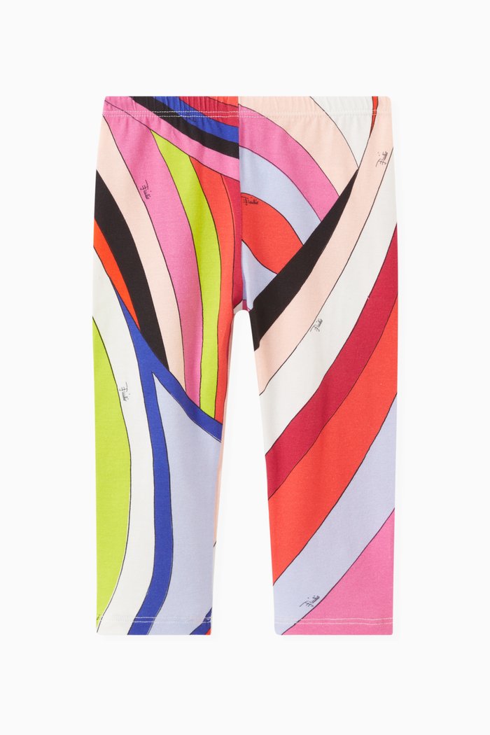 Abstract-print Leggings in Cotton, Pink