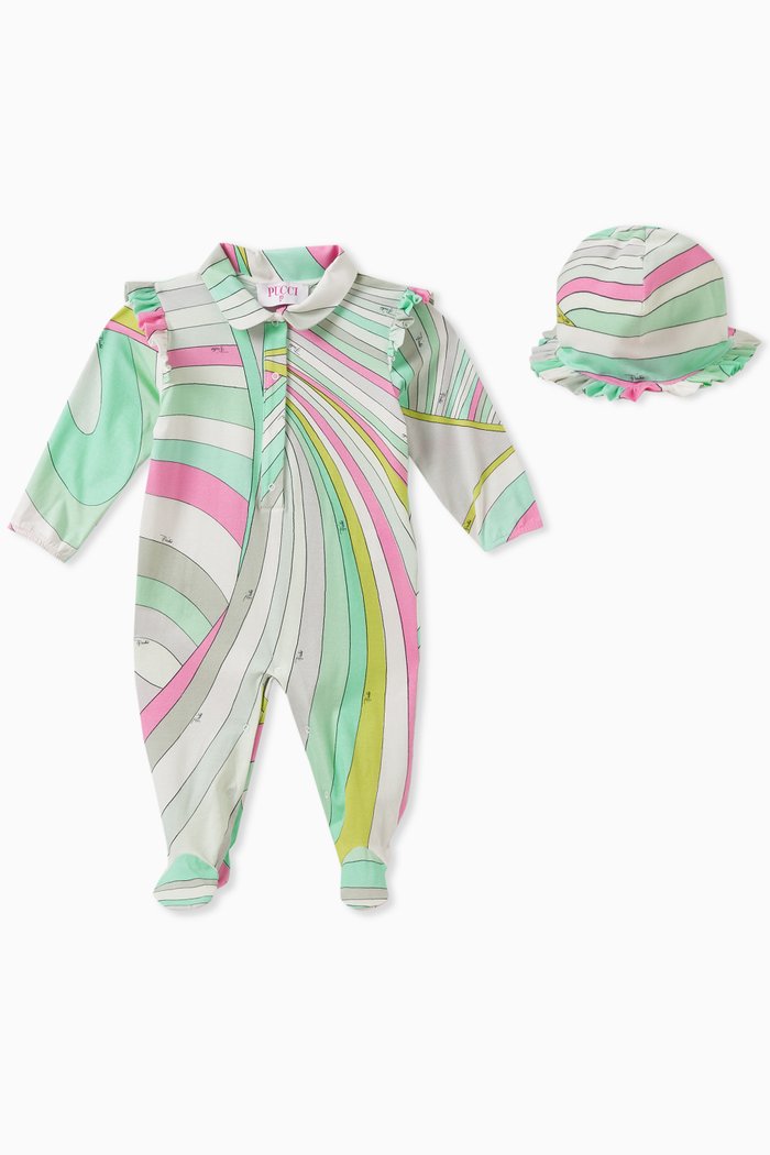 

Abstract-print Sleepsuit Set in Cotton, Blue