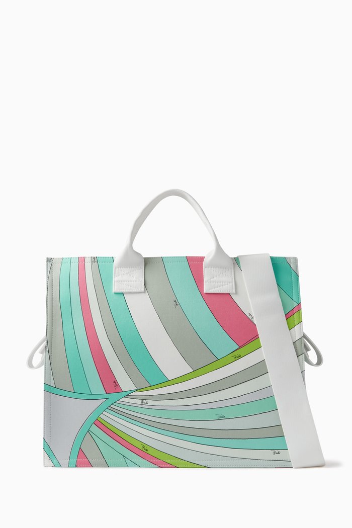 

Iride Diaper Bag in Cotton Canvas, Blue