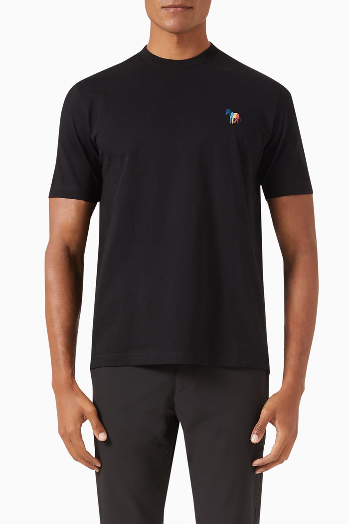 

Broad Stripe Zebra Logo T-shirt in Organic Cotton-jersey, Black