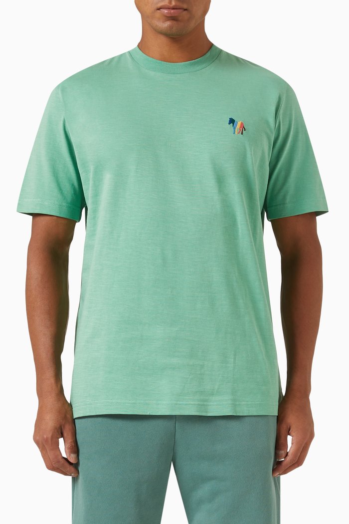 

Broad Stripe Zebra Logo T-shirt in Organic Cotton-jersey, Green
