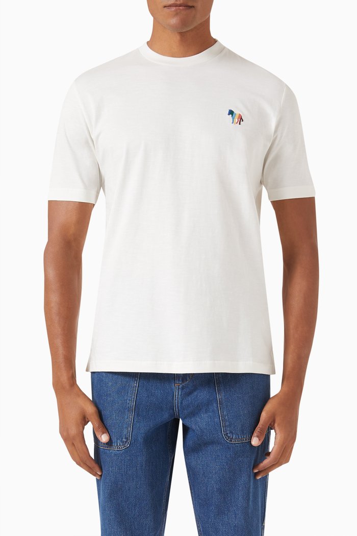 

Broad Stripe Zebra Logo T-shirt in Organic Cotton-jersey, White