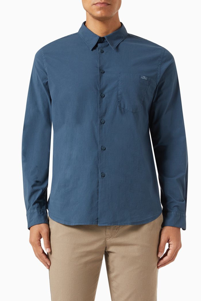 

Tailored Shirt in Linen, Blue