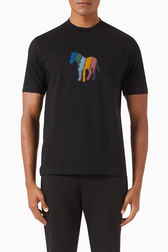 

Pixelated Zebra T-shirt in Organic Cotton-jersey, Black