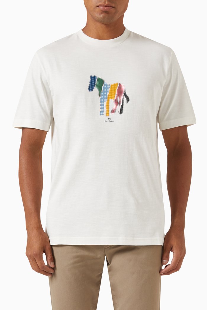 

Pixelated Zebra T-shirt in Organic Cotton-jersey, White