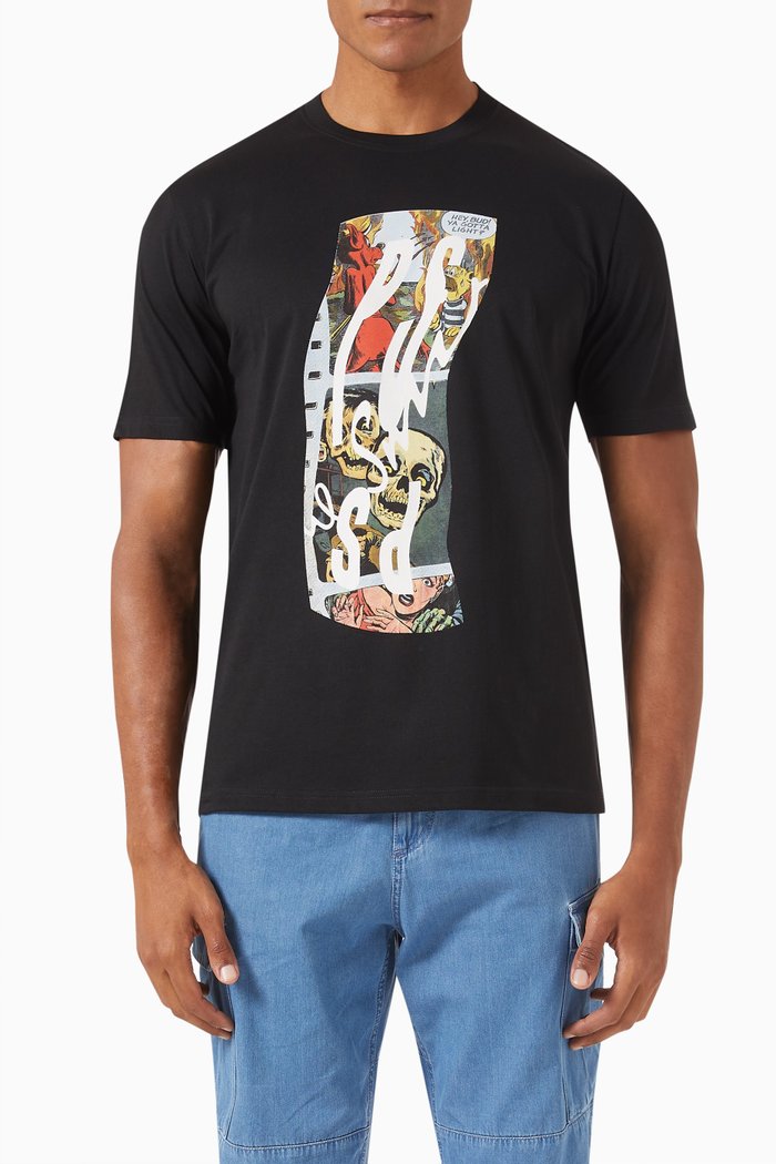

Graphic Logo-print T-shirt in Organic Cotton-jersey, Black