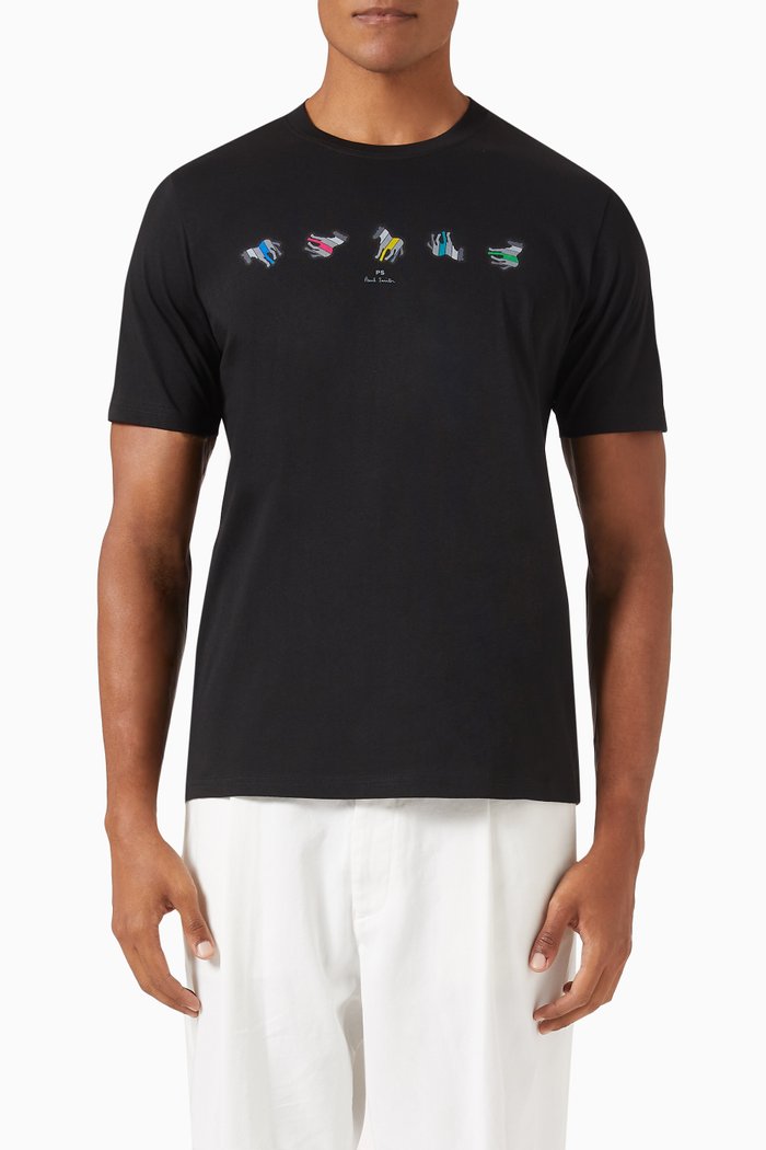 

Repeating Zebra Print T-shirt in Organic Cotton-jersey, Black