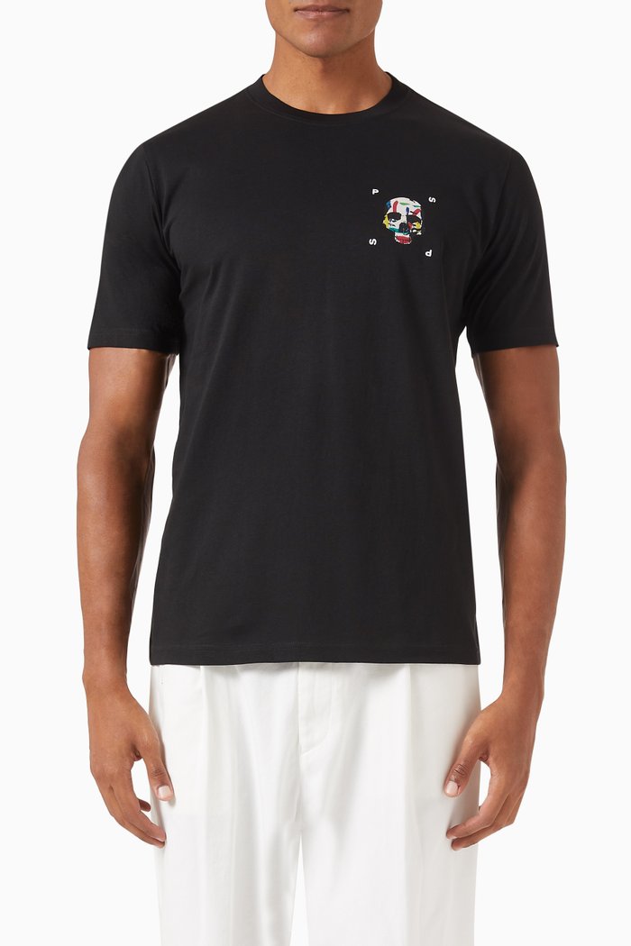 

Skull Print T-shirt in Organic Cotton-jersey, Black