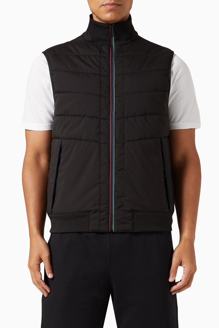 

Mixed Media Gilet in Nylon, Black