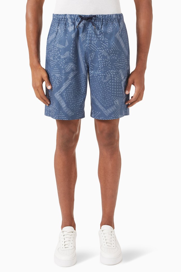 

Bandana Print Shorts in Cotton Twill, Blue
