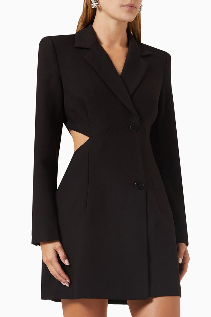 

Cut-out Blazer Mini Dress in Suiting Fabric, Black
