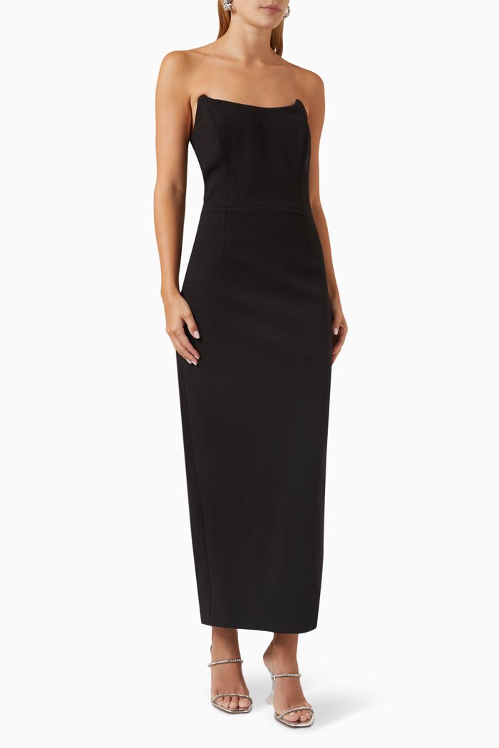 

No Favours Midi Dress in Crepe, Black