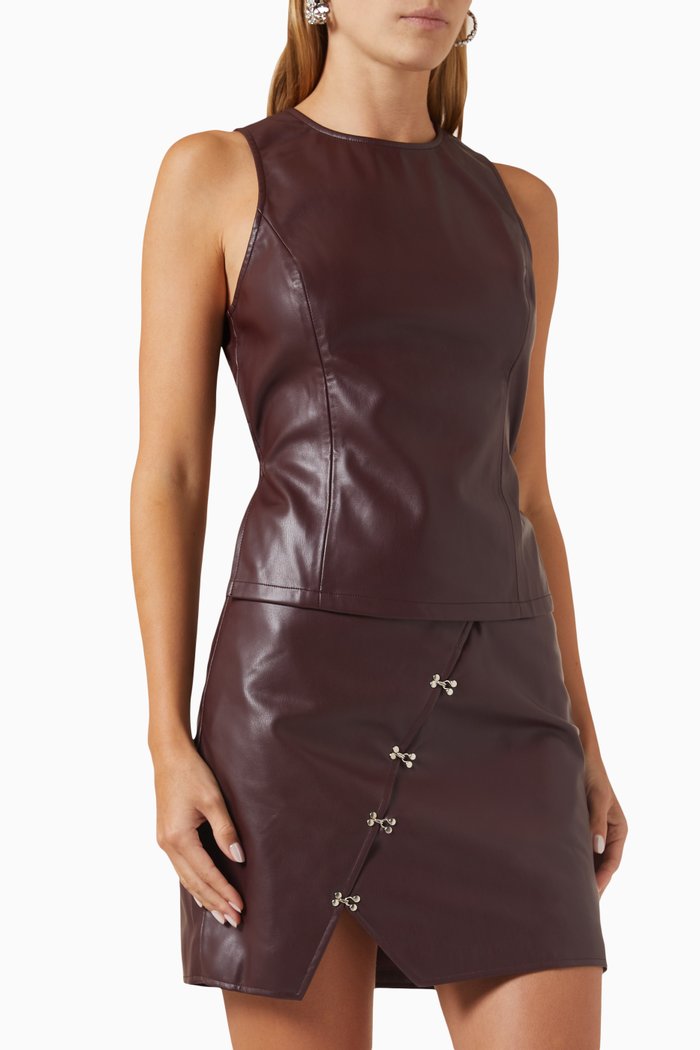 

The Habitual Top in Faux Leather, Red