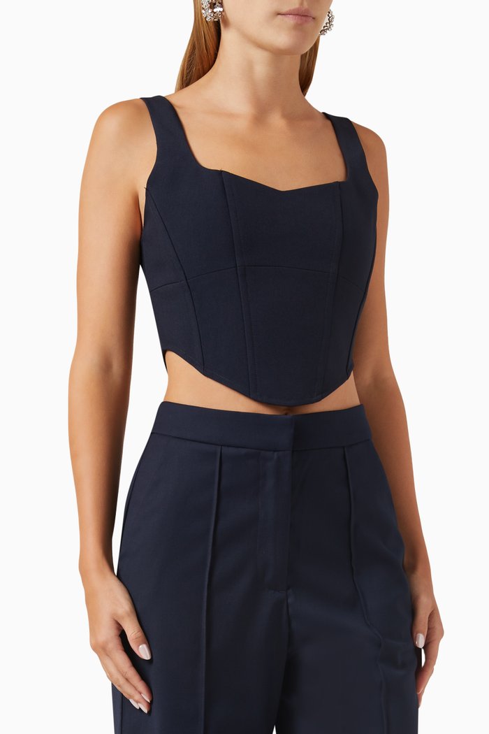 

Inhibition Corset Top in Crepe, Blue