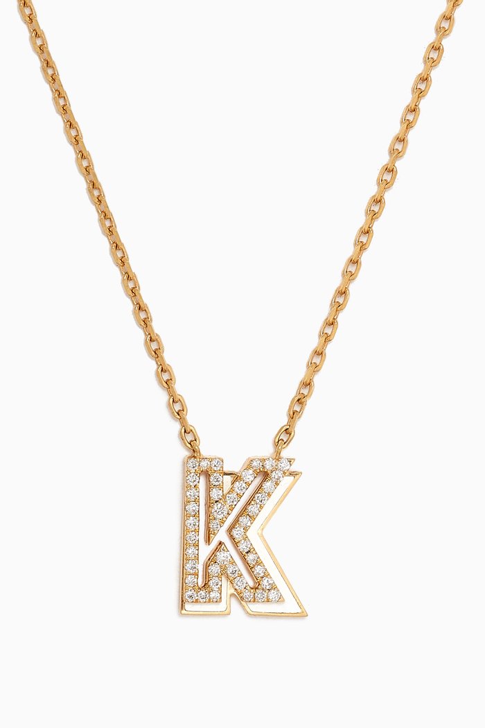 

Shadow Initial Diamond Necklace in 18kt Gold, Pink