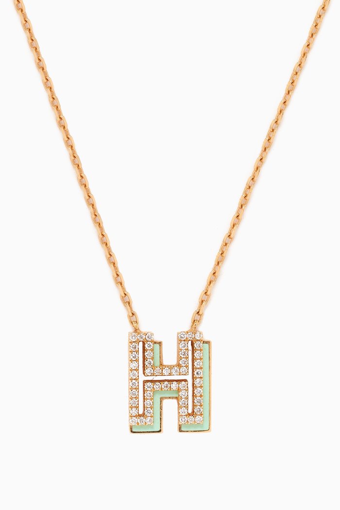 

Shadow Initial Diamond Necklace in 18kt Gold, Blue