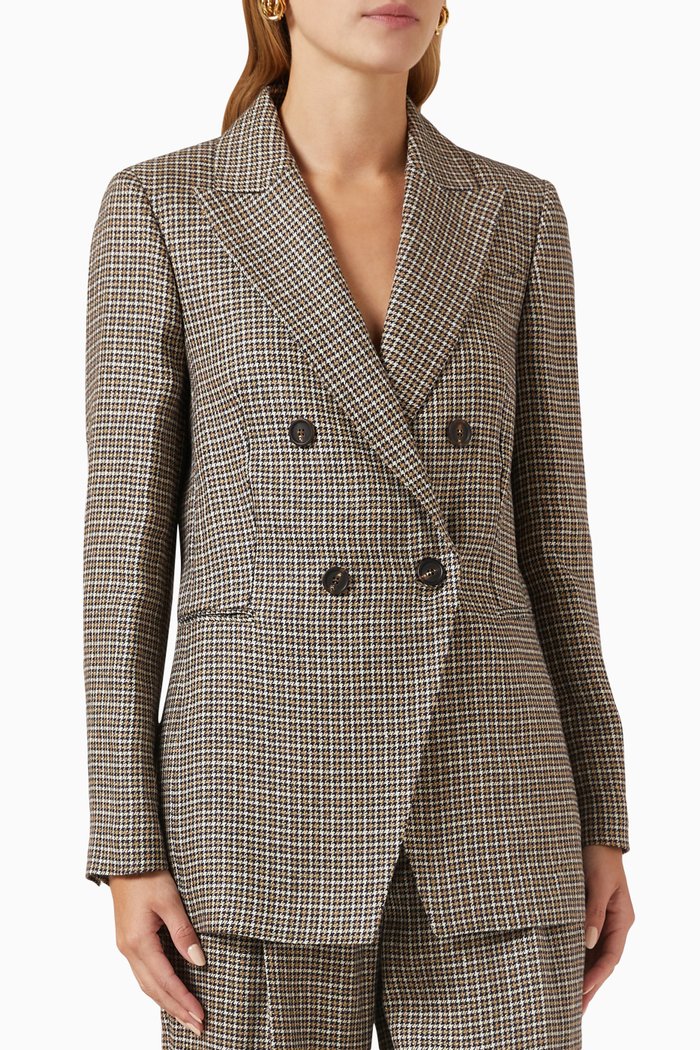 

Houndstooth Blazer in Linen, Neutral