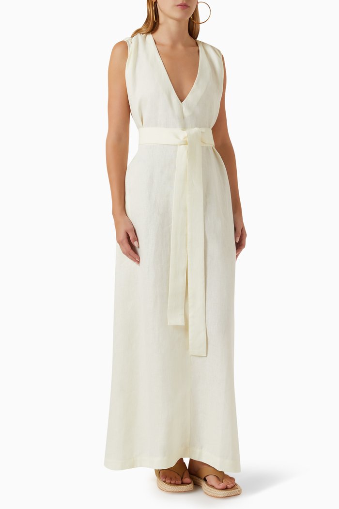 

Marigot Maxi Dress in Organic Linen Blend, Neutral