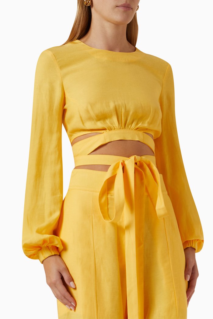

Corte Crop Top in Linen, Yellow