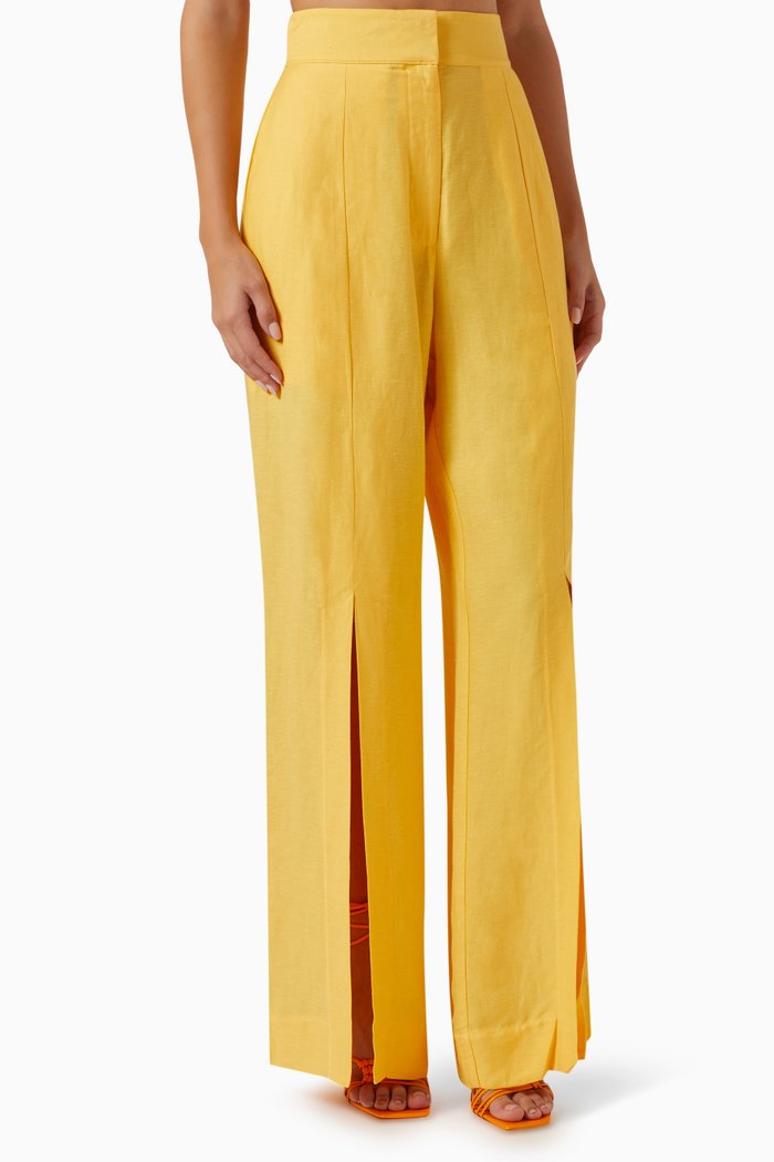 

Piana Slit Pants in Linen, Yellow